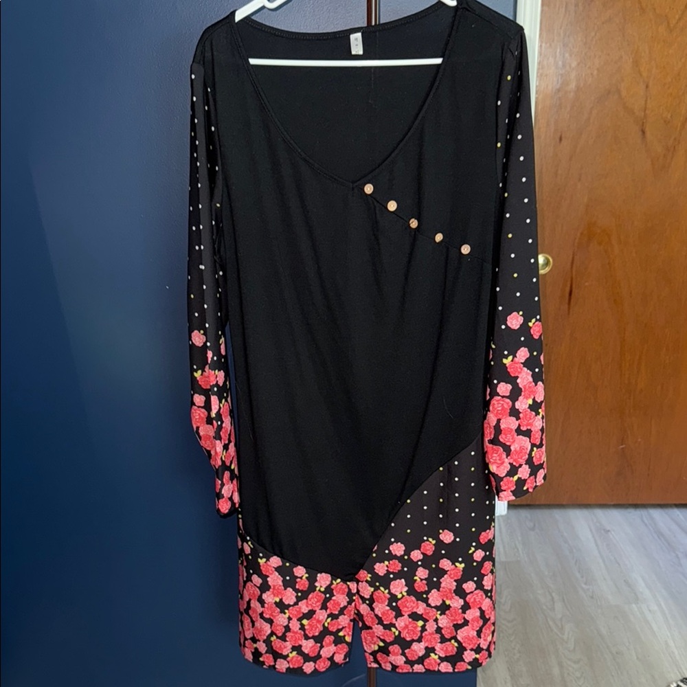 Floral Black and Pink Dress